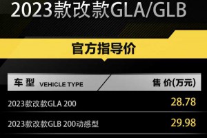 新车｜28.78万起 2023款改款奔驰GLA/GLB上市 换新发动机/动力提升